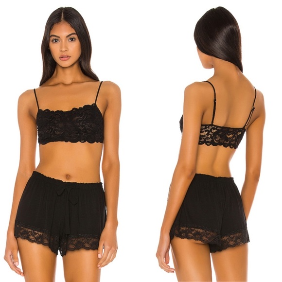 Free People Reese Lace Bralette Black NWT Sz S - Picture 1 of 6